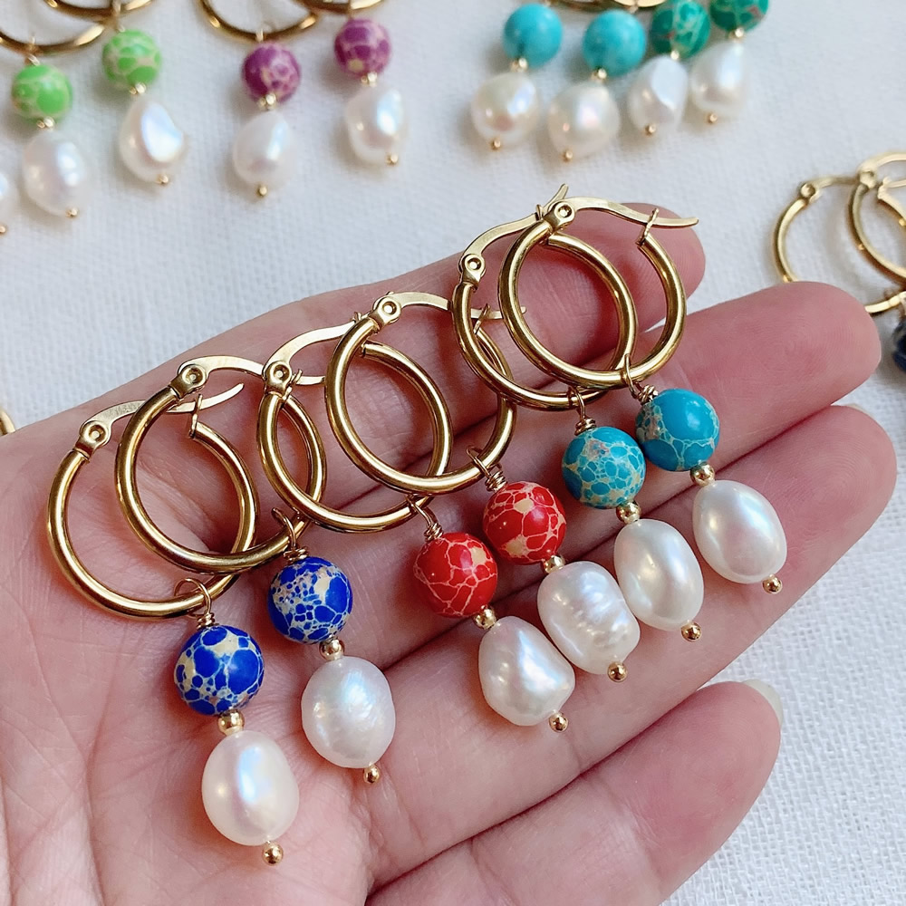 Aura Ethnic Fashion - Natürliche Süßwasser Barocke Perle Ohrringe für