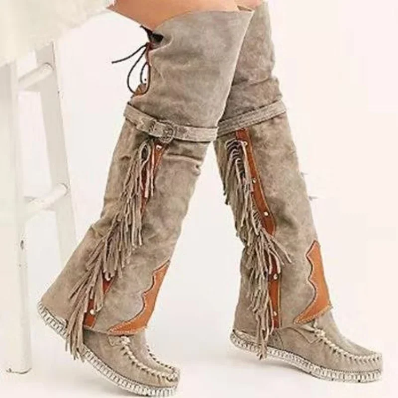 Ethnic Fashion - Mode Böhmen Knie-länge Frauen Stiefel Ethnische