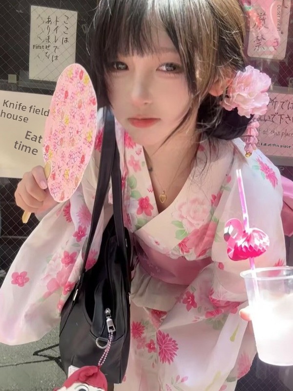 Ethnic Fashion Online - Traditioneller japanischer Kimono, formeller Bademantel, Fotografie,