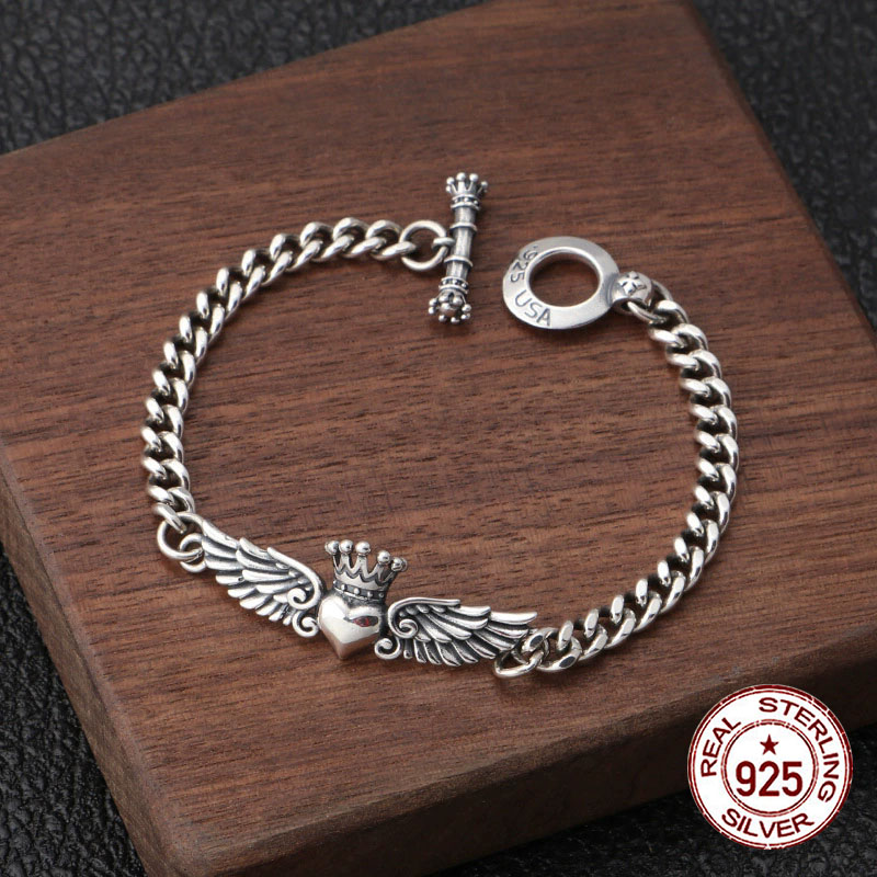 Ethnic Fashion Trend - S925 Sterling Silber Armband personalisierte Flügelkrone