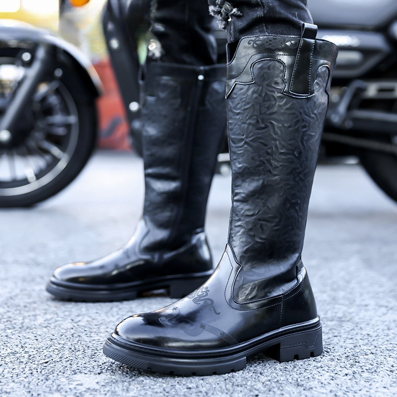 Ethnic Fashion - Männer Mid-kalb Stiefel Hohe Qualität Patent