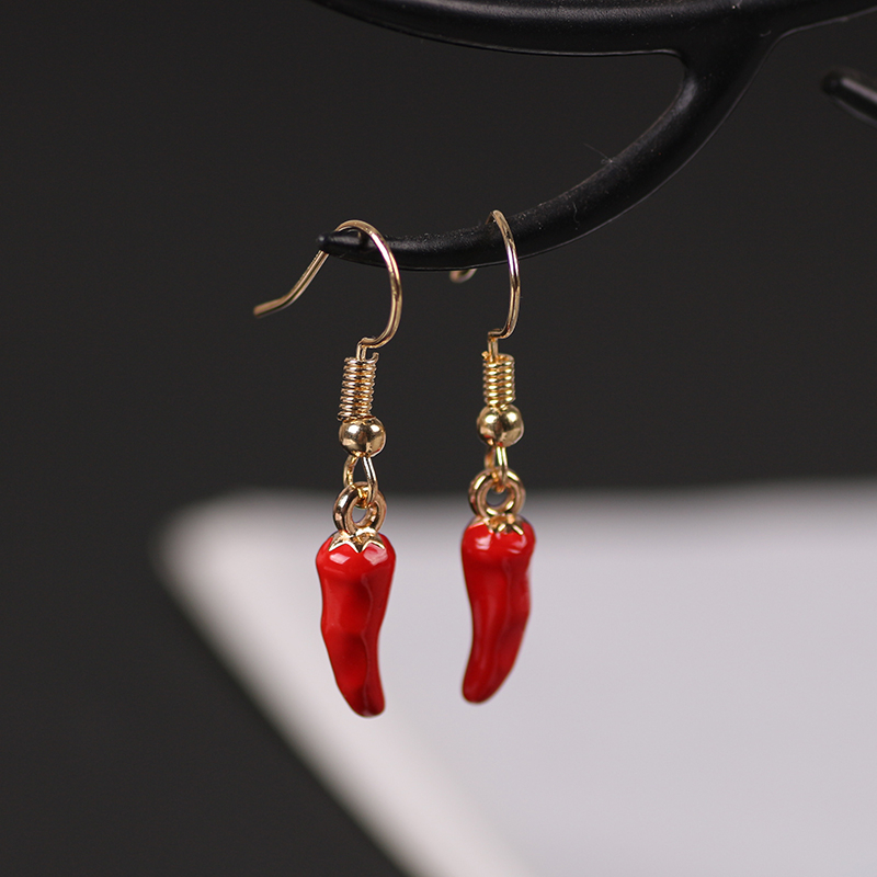 Ethnic Fashion Sale - Nette Rote Pfeffer Ohrringe Pendientes Weibliche