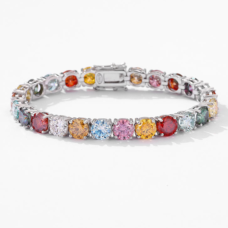 Ethnic Fashion Trend - Dopaminfarbenes Moissanit-Platin-PT950-Armband für Damen, Sommer, 18