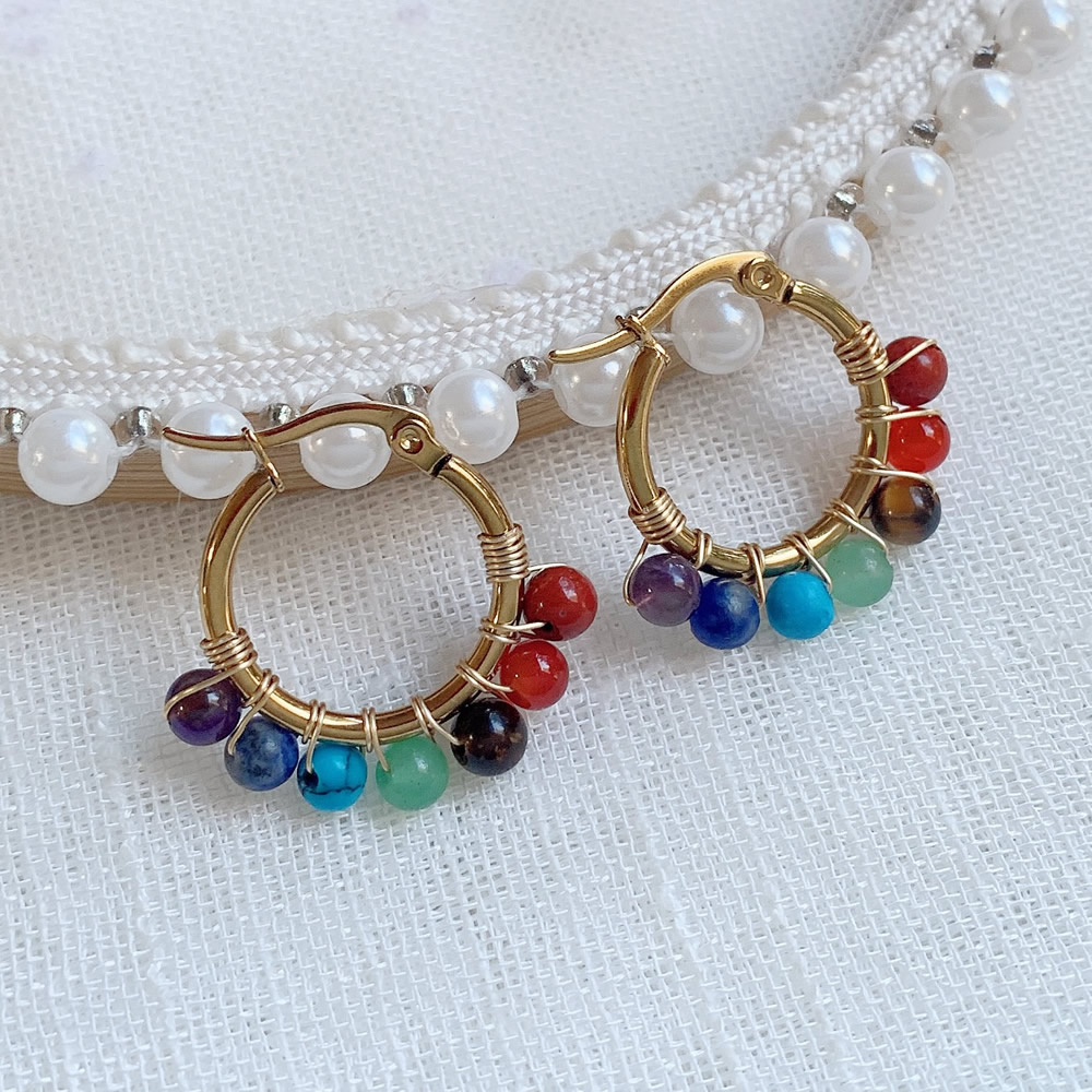 Aura Ethnic Fashion - 7 Chakras Natürliche Stein Ohrring für