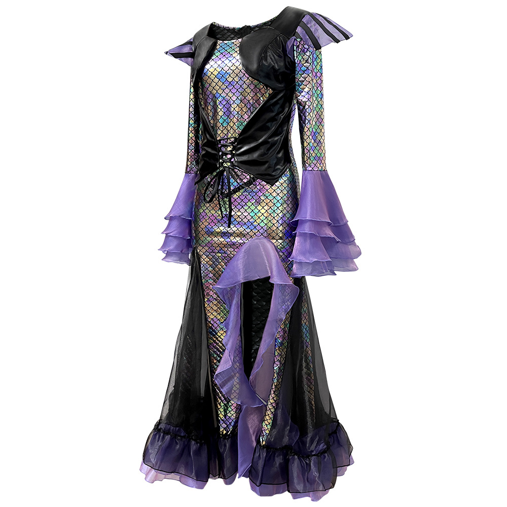 Ethnic Gown - Dunkles Meerjungfrauen-Langkleid Kostüm Damen Cosplay Performance-Bekleidung