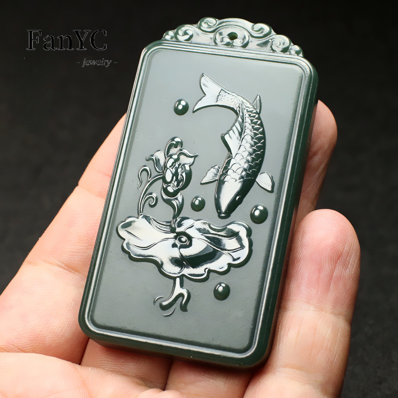 Natürliche Hetian Jade Qingyu  – Ethnic Fashion Men Bewertung und Preis