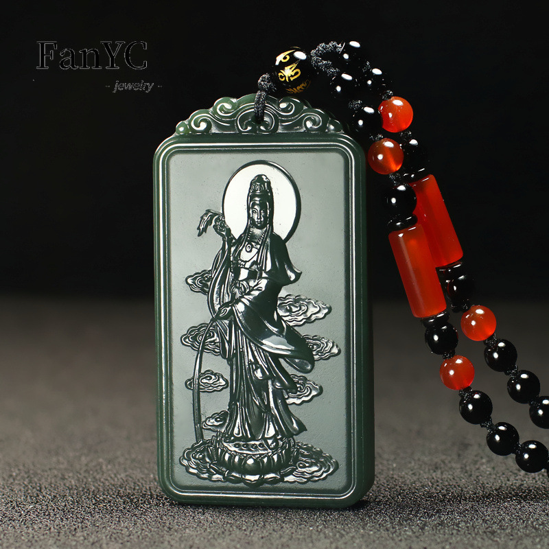 Natürliche Hetian Jade Qingyu  – Ethnic Fashion Men Bewertung und Preis