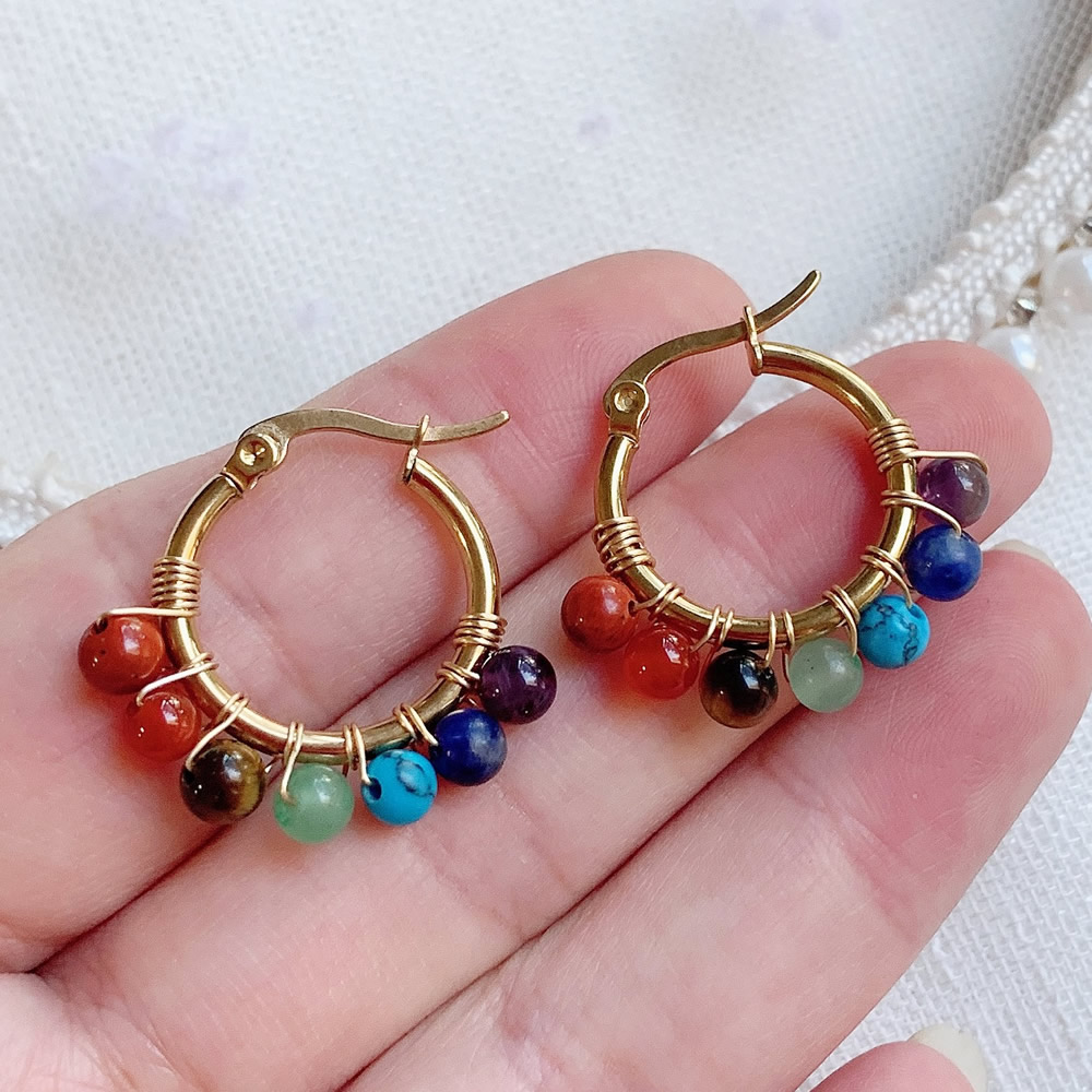 7 Chakras Natürliche Stein Ohr – Aura Ethnic Fashion Bewertung und Preis